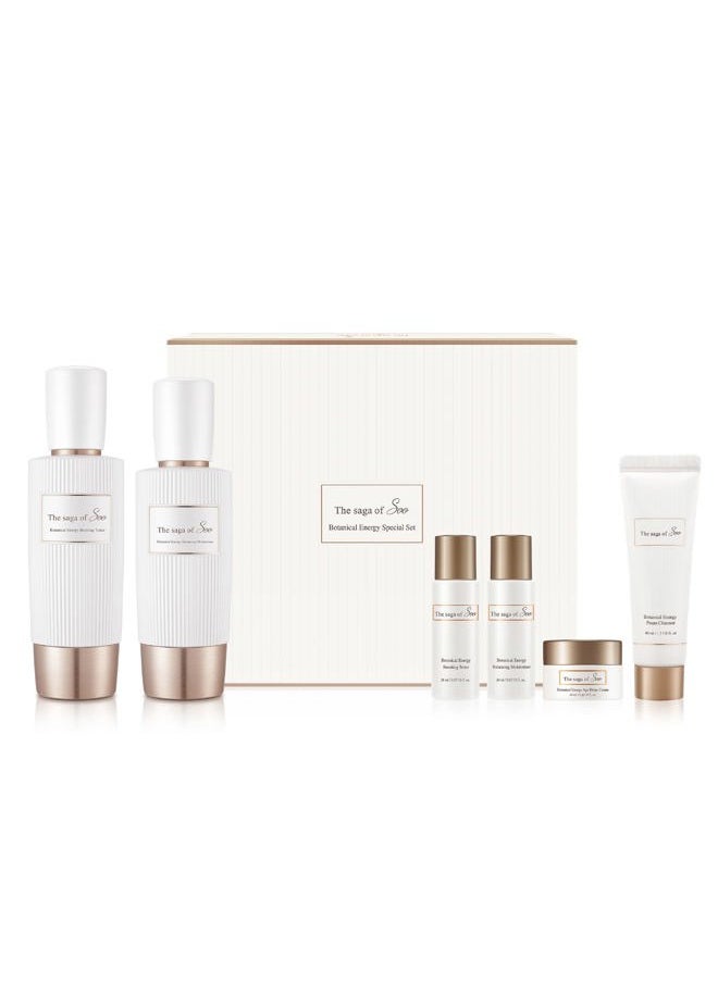 Sooryehan Spring Event Sooryehan THE SAGA OF SOO BOTANICAL ENERGY (360 ml / 12.17 Fl Oz) - Korean Skincare Gift Set by LG BEAUTY. Botanical Energy Boosting Toner, Balancing Moisturizer, Cream, Foam Cleanser.  - Image 1