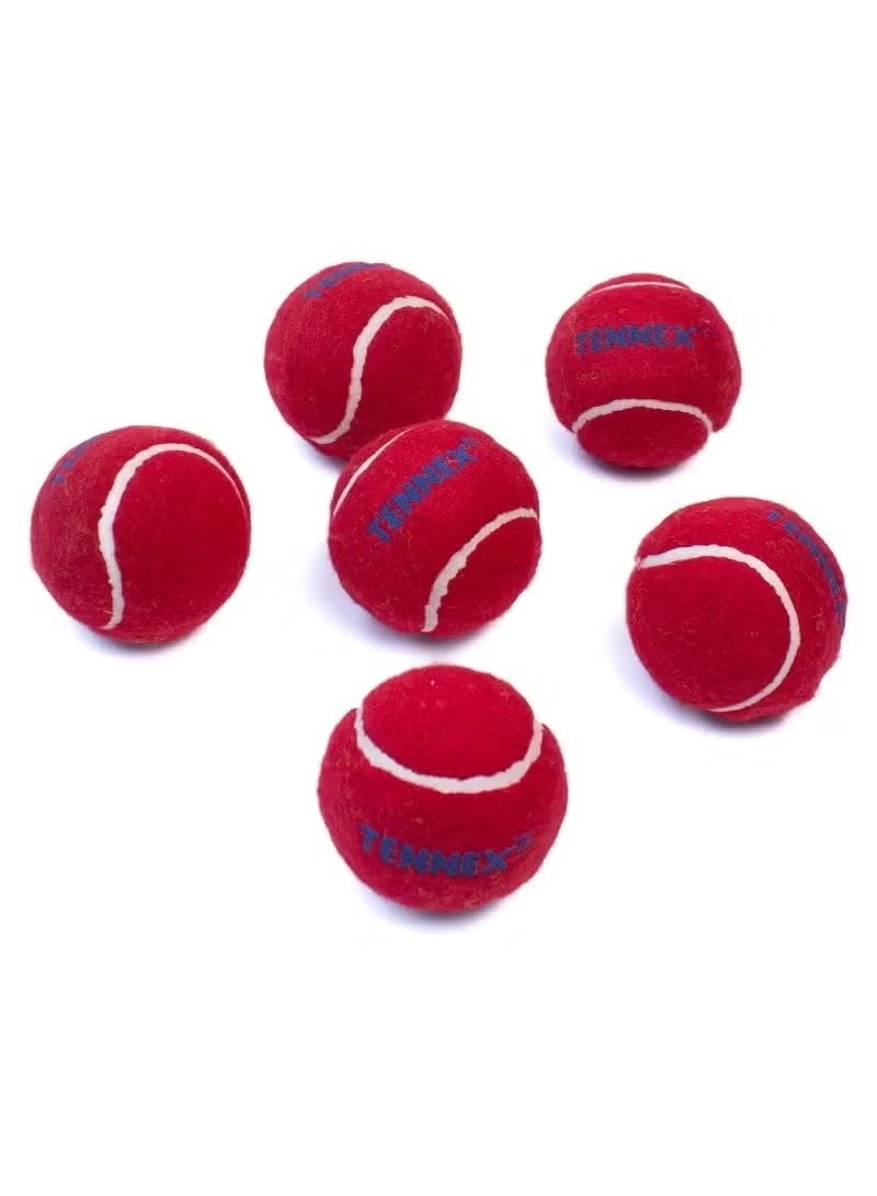 Tennex 6-Piece Heavy TENNEX Cricket Tennis Ball Cricket Ball Set Red Colour - Image 2