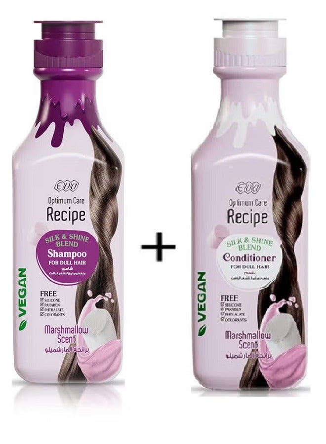 Optimum Care Recipe Silk & Shine Blend Shampoo Marshmallow 350ml Plus Conditioner Marshmallow Scent 350ml
