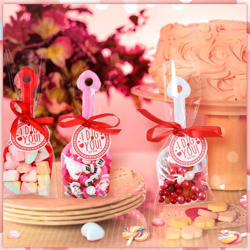 Chumia 85 Pieces Valentine's Day I Dig You Shovels with I Dig You Stickers and Tags, Gift Candy Bags and Ribbon for Valentines Party Favors Exchange Prizes - Image 5