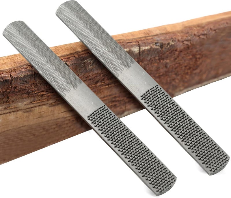 MTRoyaldia 2 PCS 4 Way Wood Rasp File, Premium Grade High Carbon Hand File and Round Rasp, Half Round Flat & Needle Files for Sharpening Wood and Metal Tools - Image 1