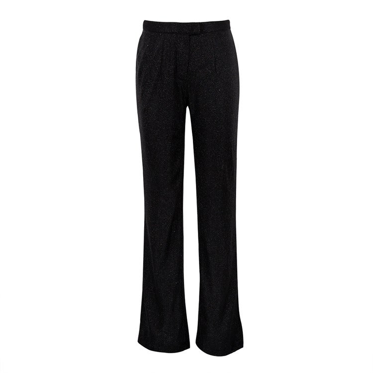 Chic Sequin Vest Pantsuit Evening Clubwear (Black) trousers 