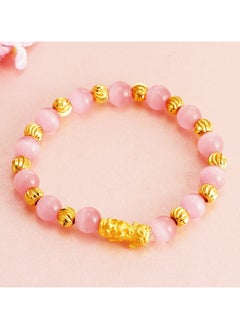 Charm Bracelet Feng Shui Pixiu Bracelet Piyao Crystal Bracelet Color Changing Pink Cat's Eye Bracelet Evil Eye Stone Jewelry Attract Luck Wealth Gift