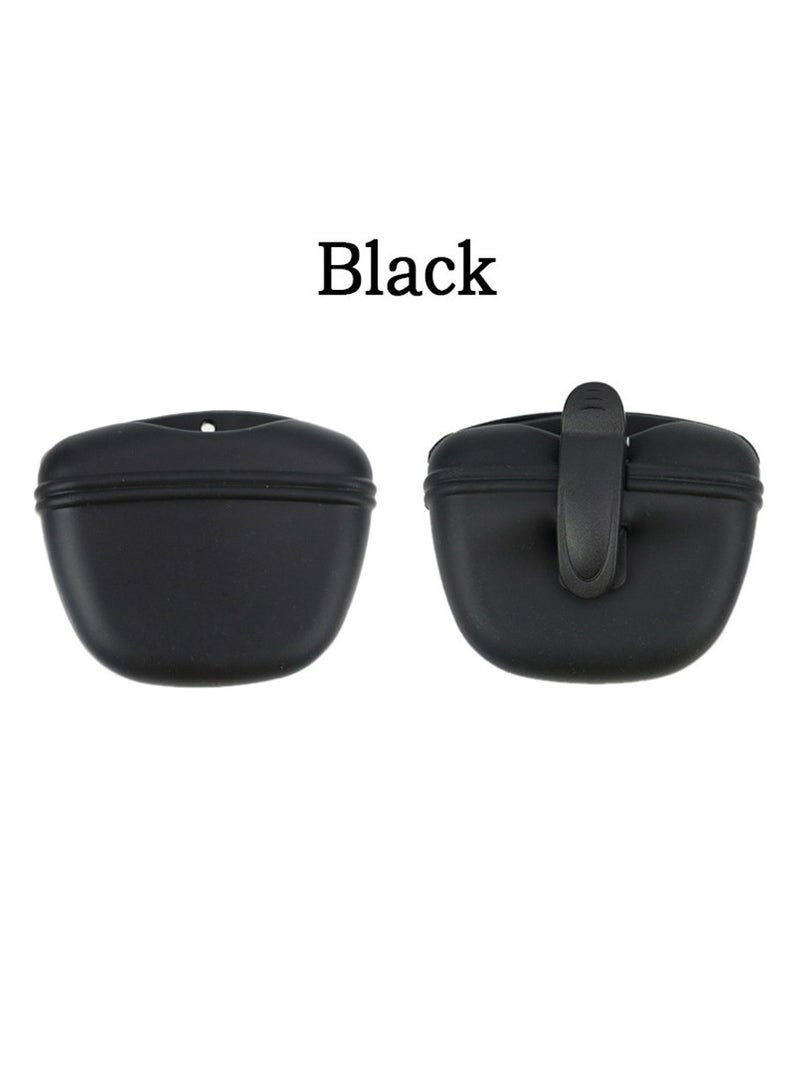 AROAQ Treat Bag For Dogs, Lightweight Silicone Dog Training Bag, Eco Friendly Portable Pet Feeding Bag, Easy To Use Puppy Reward Training Pouch With Magnetic Closure And Waist Clip, (Black, Pack Of 2pcs) - Image 1