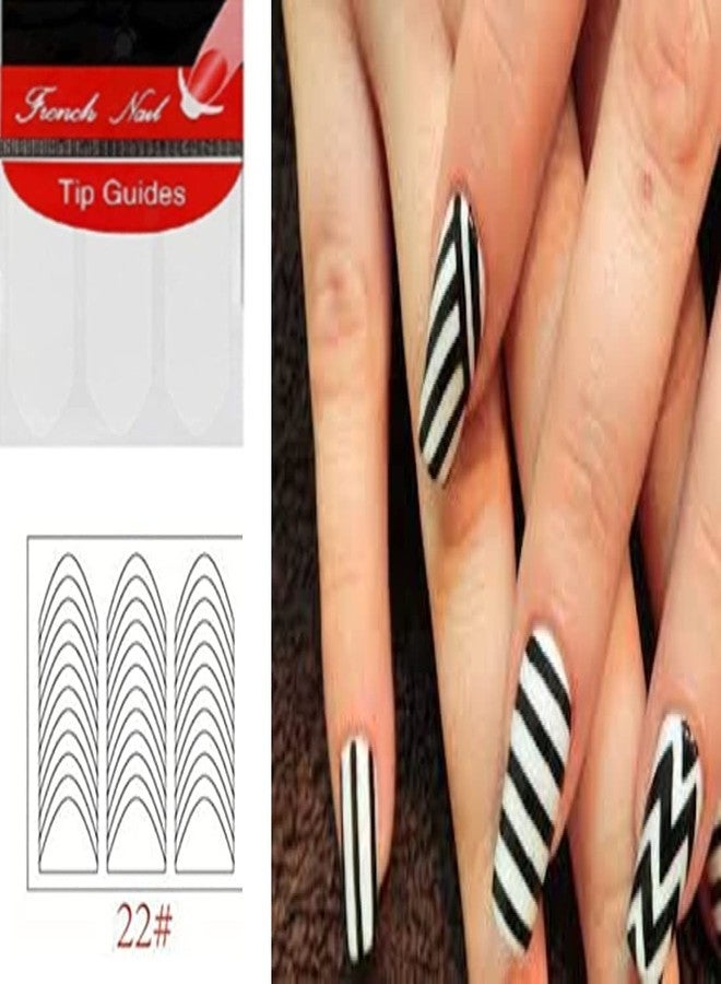 Gugzy DIY French Tip Guide Manicure Nail Art Decorations Round Form Fringe Sticker Stencil (Pack of 10) (Style 22) - Image 2