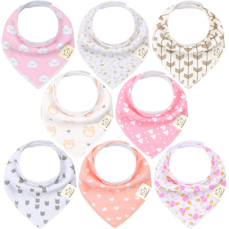 KeaBabies 8-Pack Organic Baby Bandana Drool Bibs for Girls - Super Absorbent Baby Bibs for Baby Girls, Baby Boys, Soft Cotton Bandana Bibs, Baby Drool Bib, Teething Bibs for Infant, Toddler, Bib(Pink Dreams)  - Image 1
