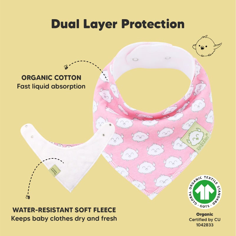 KeaBabies 8-Pack Organic Baby Bandana Drool Bibs for Girls - Super Absorbent Baby Bibs for Baby Girls, Baby Boys, Soft Cotton Bandana Bibs, Baby Drool Bib, Teething Bibs for Infant, Toddler, Bib(Pink Dreams)  - Image 2