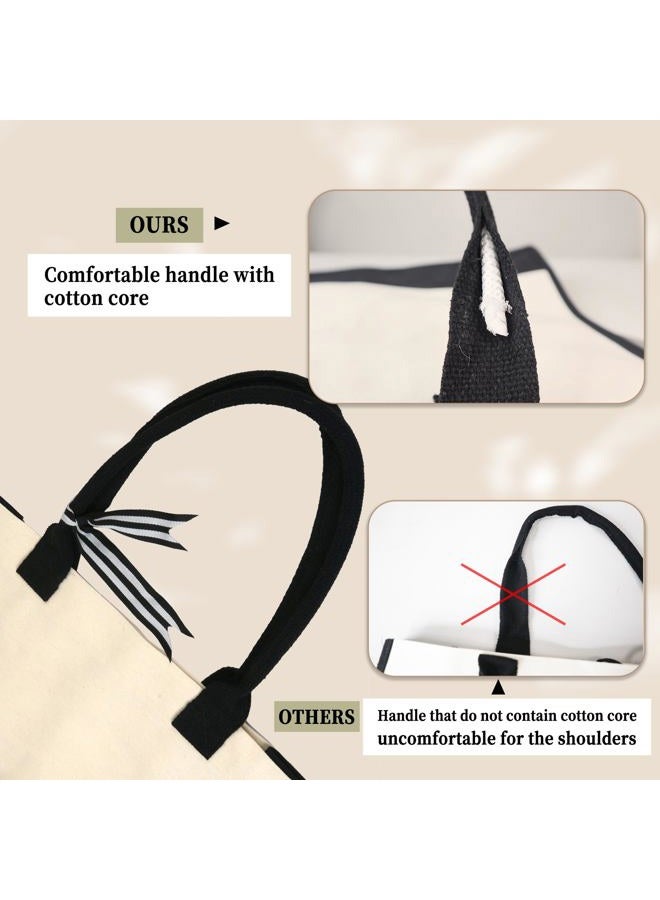 BeeGreen Embroidery Monogram Initial Tote Bag for Women Teacher Mom Friend Personalized Gift for Birthday Beach Wedding Work, Natural With Black, V - Image 4