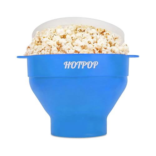 HOTPOP The Original Hotpop Microwave Popcorn Popper, Silicone Popcorn Maker, Collapsible Bowl BPA-Free and Dishwasher Safe- 20 Colors Available (Azure) - Image 1