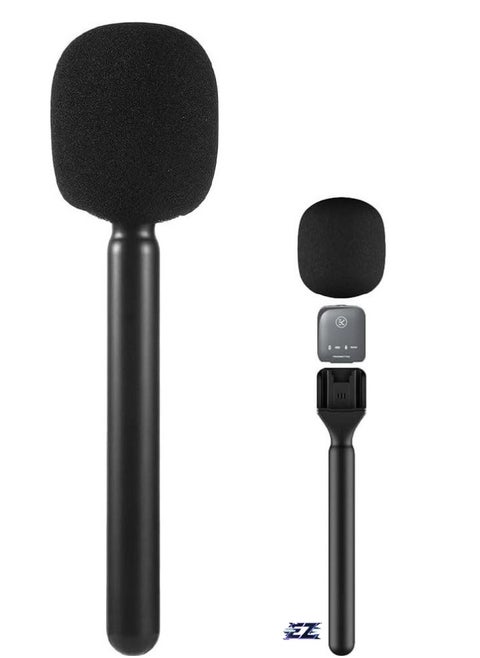Microphone Handheld Adapter – Wireless Interview Lavalier Mic Adapter for DJI Mic 1/2, Rode Wireless GO II, Hollyland Lark, Synco G1 – Microphone Grip with Wind Protection for Osmo Pocket – Ideal for Professional Audio Recording & Interviews