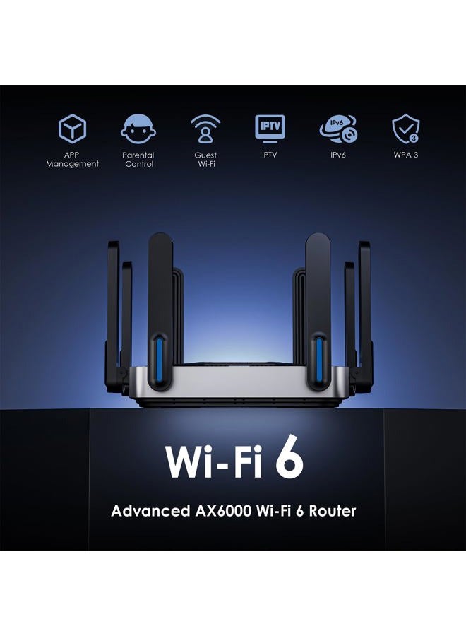 WAVLINK AX6000 Dual-Band WiFi 6 Router, 2.5G Multi-Gig Ports, 6000Mbps WiFi Speeds, Gaming WiFi Router for Wireless Internet, WPA3 & VPN Security for Home & Business, Long Range, Computer Routers - Image 2