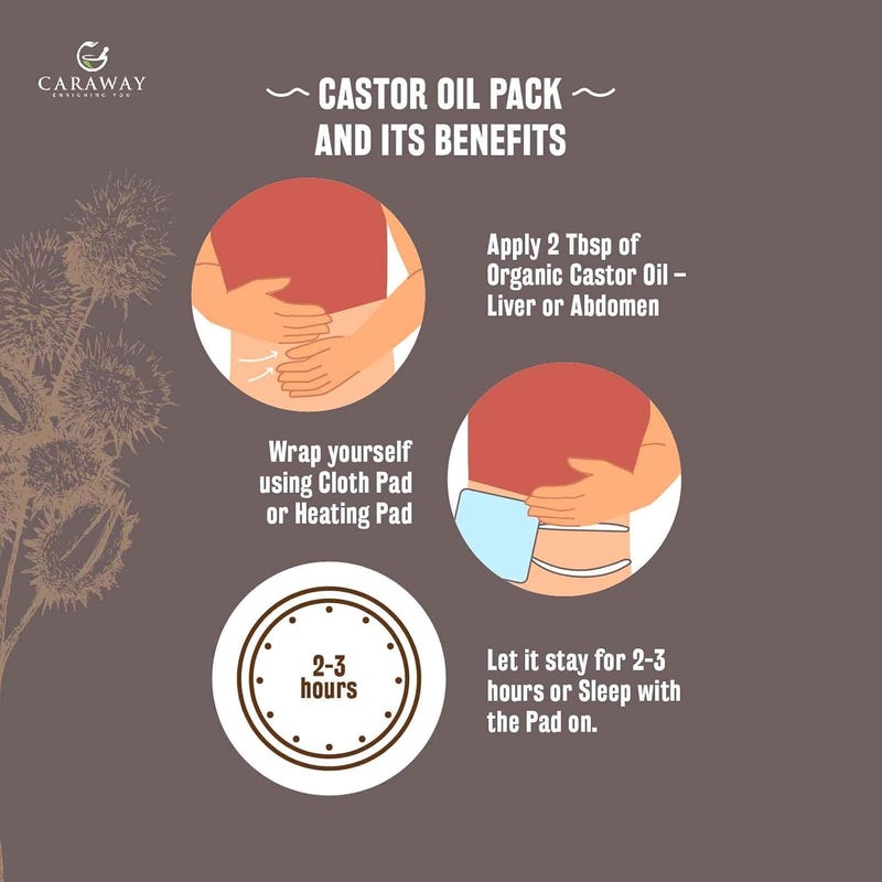 CARAWAY Organic Cold Pressed Castor Oil  Edible for Constipation Relief  HexaneFree Castor Oil for Hair Growth liver detox Skin  Joint pain glass bottle  236 ml  8 oz - Image 3