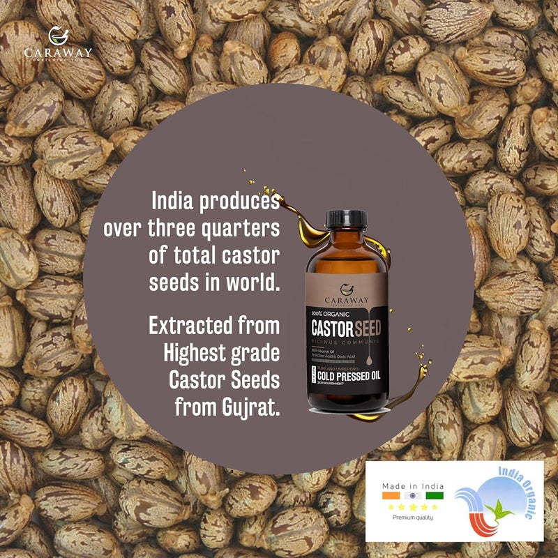 CARAWAY Organic Cold Pressed Castor Oil  Edible for Constipation Relief  HexaneFree Castor Oil for Hair Growth liver detox Skin  Joint pain glass bottle  236 ml  8 oz - Image 5