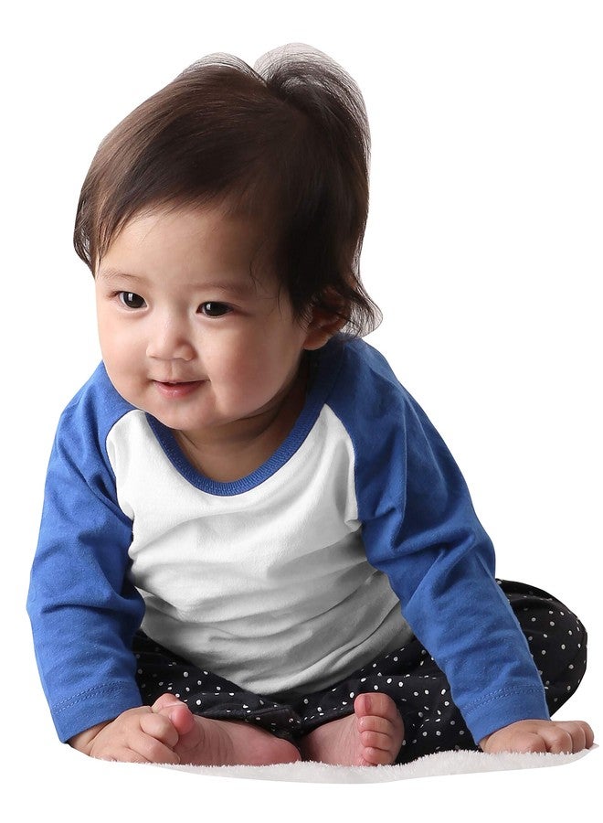 Hat and Beyond Infant Raglan 3/4 Sleeves Baseball Tee (18M, (Baby) 5bh03_White/Royal Blue) - Image 2