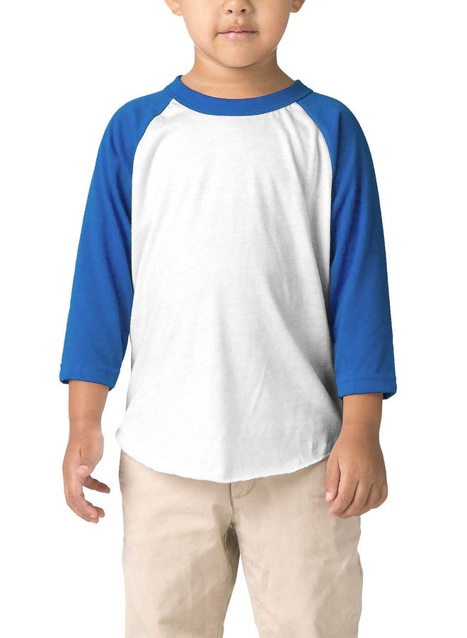 Hat and Beyond Infant Raglan 3/4 Sleeves Baseball Tee (18M, (Baby) 5bh03_White/Royal Blue) - Image 1