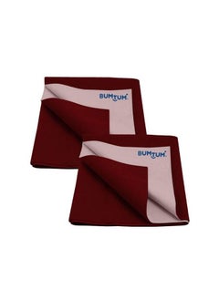 Bumtum Baby Dry Sheet Waterproof Soft Fleece Baby Bed Protector ; Antibacterial & Odour Free ; Extra Absorbant Reuseable & Washable (Maroon Large Size 100 * 140Cm Pack Of 2)  - Image 1