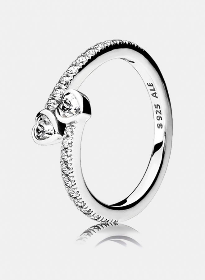 PANDORA Hearts Silver Ring with Clear Cubic Zirconia 