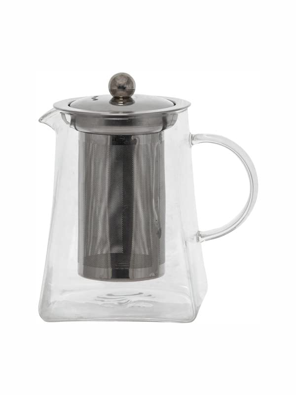 WHITE GOLD Glass Tea Pot with Steel Lid Set of 1 Transparent 700 ml WG21162 - Image 3