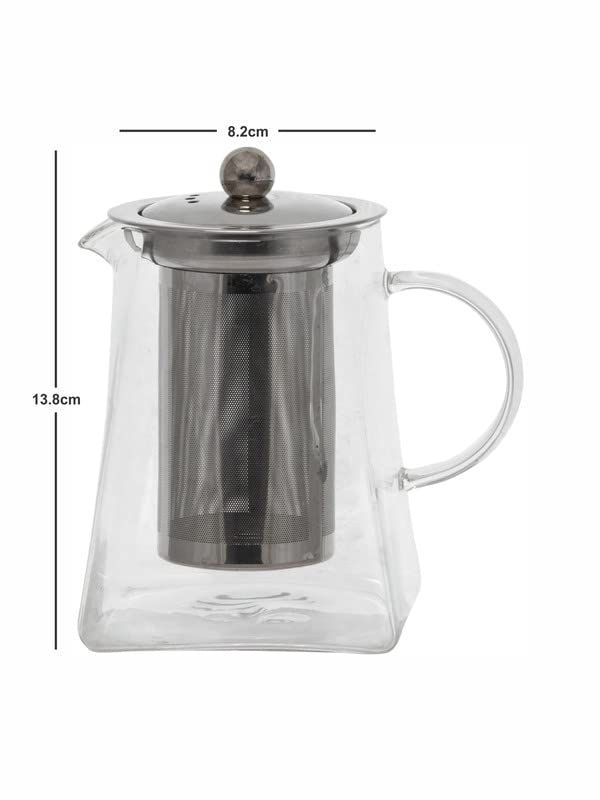 WHITE GOLD Glass Tea Pot with Steel Lid Set of 1 Transparent 700 ml WG21162 - Image 4