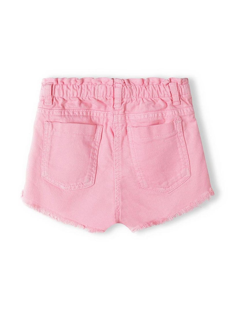 مينوتي شورت جينز للبنات بتصميم مراهقات، خصر مطاطي وحافة غير منتهية - Image 3