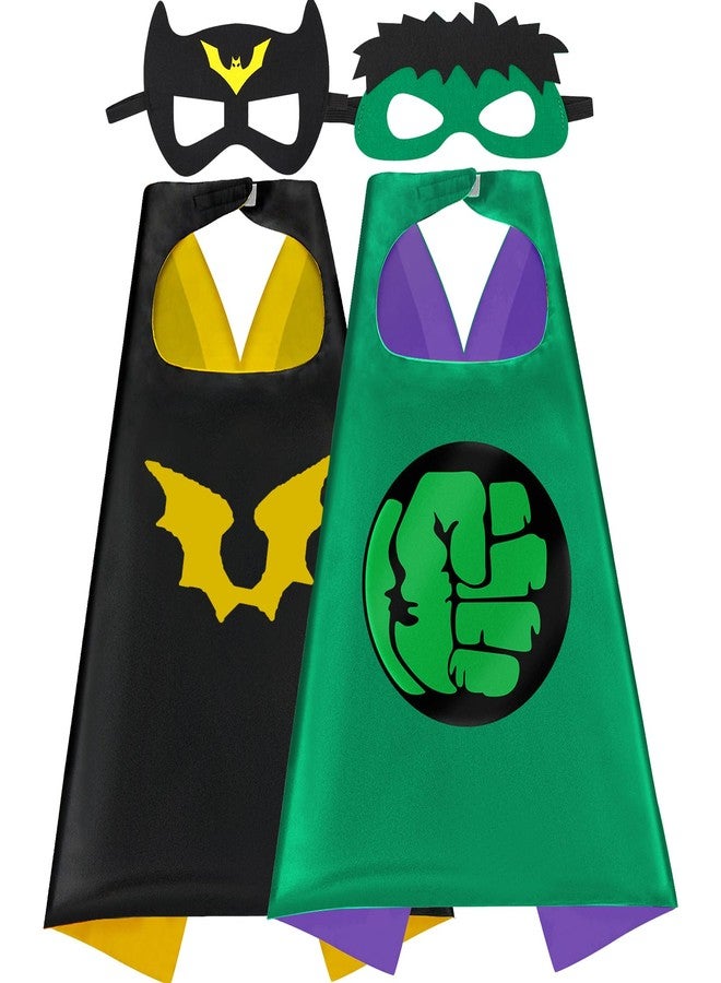 Mizzuco Superhero Capes for Kids Cloak with Mask Halloween Costumes and Party Dress up 2PCS（Black+Green - Image 1