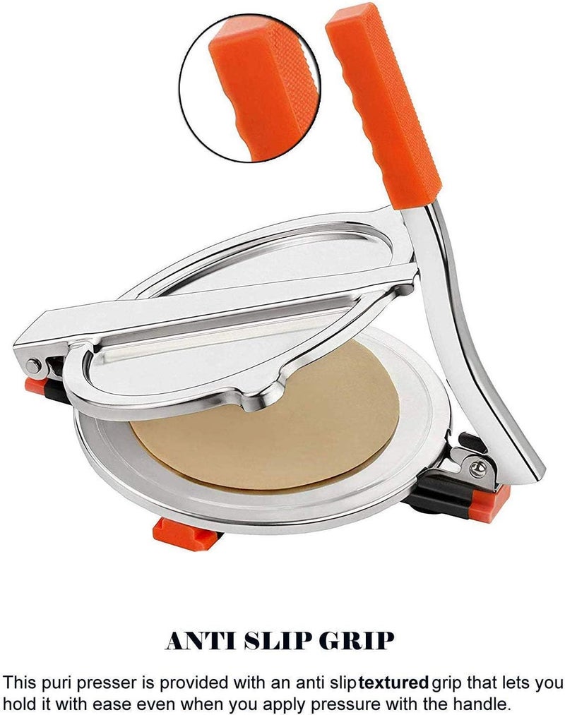 ZEVON Home Puri Maker Press Machine Roti Chapati Presser Papad Khakhra Poori Manual Hand Press Steel with Handle for Kitchen and Stainless Steel 5 inch  - Image 3