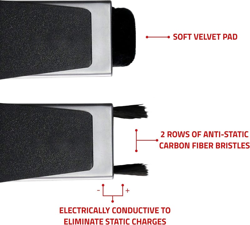 Fluance Vinyl Record & Stylus Cleaning Kit with 2-in-1 Anti-Static Carbon Fiber & Soft Velvet LP Brush and Stylus Brush (VB52) - Image 5