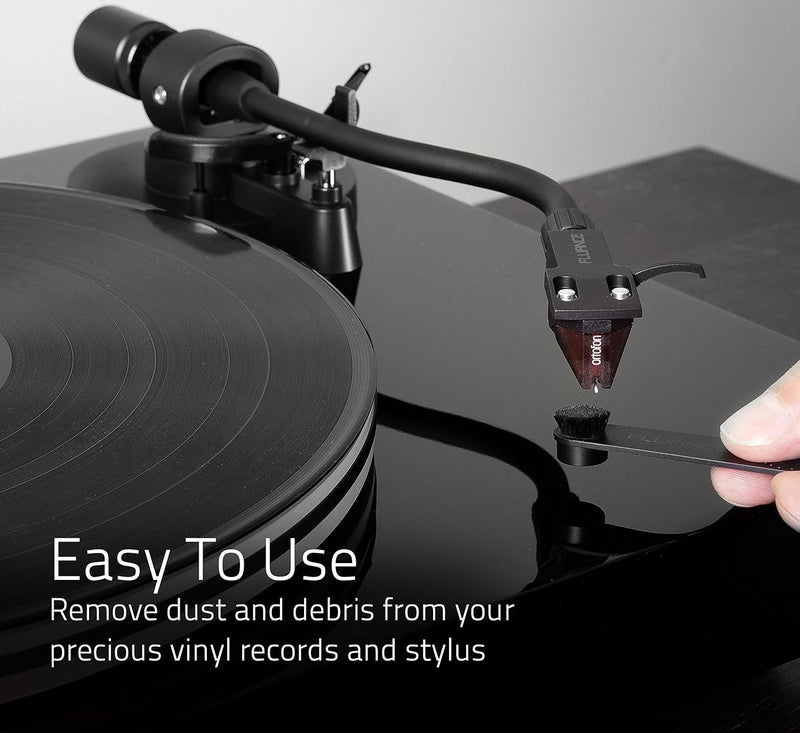 Fluance Vinyl Record & Stylus Cleaning Kit with 2-in-1 Anti-Static Carbon Fiber & Soft Velvet LP Brush and Stylus Brush (VB52) - Image 3