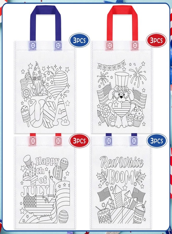 HOWAF 12pcs 4th of July Kids Activities Coloring Gift Bags with Paint Pens, USA Independence Day Candy Bags America Flags Fourth 4th of July Crafts for Kids - Image 3