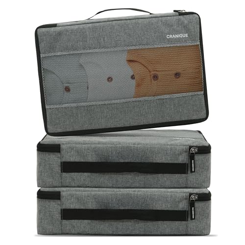 Cranique Packing Cubes for Travel, Storage Bag, Packing Bag for Clothes, Essential Pouch, Travel Organizer for Men & Women Pack of 3 (Cube1-Grey-Pack3) - Image 1