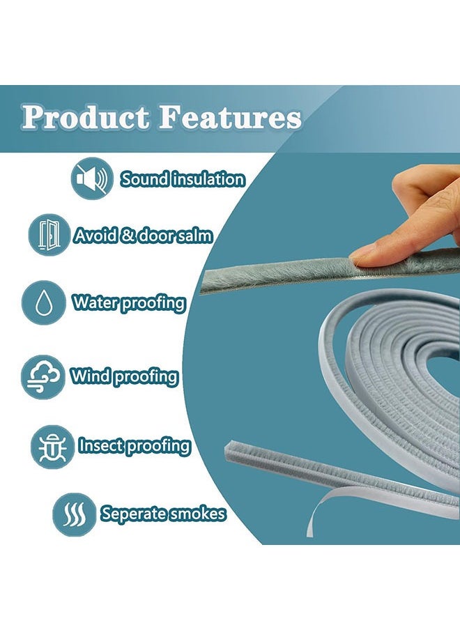 YelaJoy Weather Stripping Door Seal, Self Adhesive Brush Weather Seal Strip for Windows and Doors Felt Door Seal Window Insulation Sealing Strip Brush Weatherstrip(9mm Wide x 9mm Thick, 10M)  - Image 2
