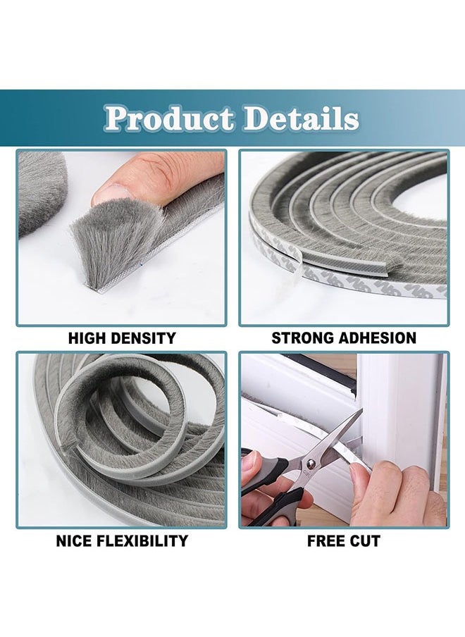 YelaJoy Weather Stripping Door Seal, Self Adhesive Brush Weather Seal Strip for Windows and Doors Felt Door Seal Window Insulation Sealing Strip Brush Weatherstrip(9mm Wide x 9mm Thick, 10M)  - Image 4