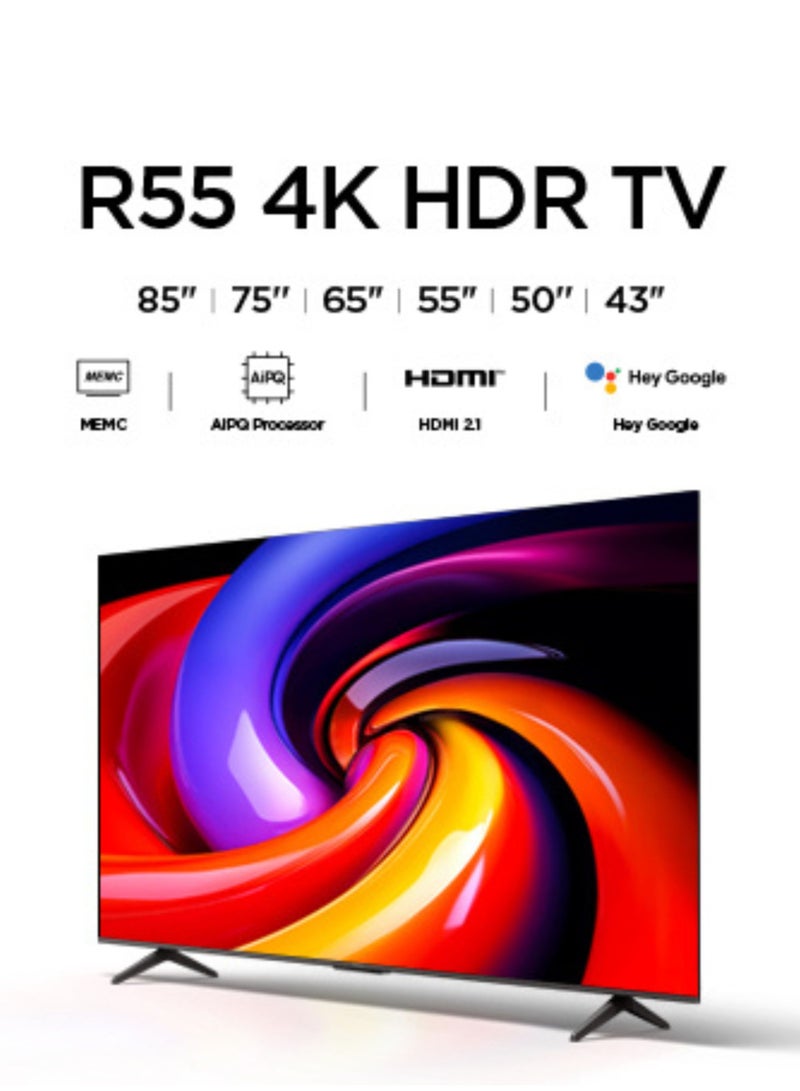 ROWA 75-Inch R55 4K UHD Smart LED TV (2025 Model) Google TV With 2GB+16GB Memory, AiPQ Processor, Dolby Vision & Audio, HDR10, MEMC, Voice Control, Google Cast, Bezel-less Design - 75 Inch HDR Smart TV 75R55 Black - Image 4