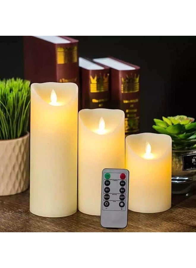MOONCEE Flameless Candles, LED Candles Set 4" 5" 6" Flickering Flames with Remote and Timer Real Wax Pillar - Image 1