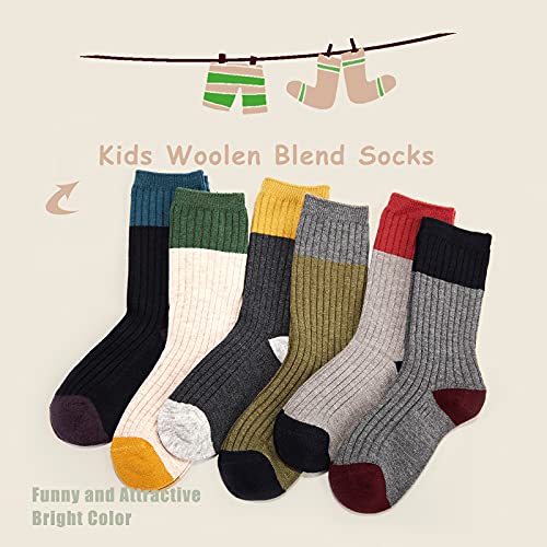 HowJoJo Big Boys Wool Socks Kids Winter Warm Thermal Crew Socks 6 Pack 10-13 Years - Image 2