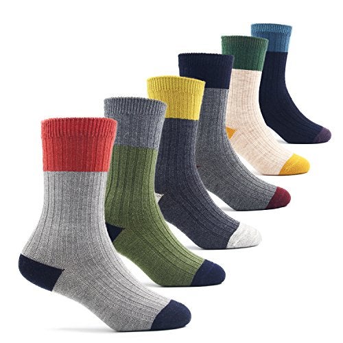 HowJoJo Big Boys Wool Socks Kids Winter Warm Thermal Crew Socks 6 Pack 10-13 Years - Image 1