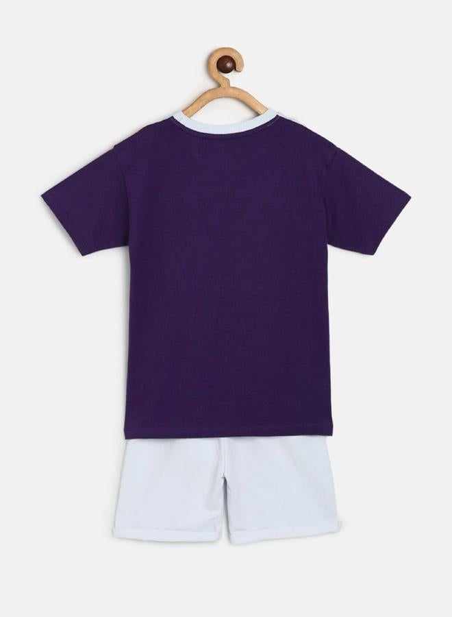 MINIKLUB Boys Color Block Cotton T-Shirt and Shorts Set - Image 2