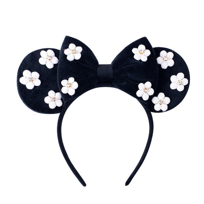 KARETT Mouse Ears Bow Headbands, Sparkle Ears Headband Girl Women Glitter Hair Band for Party Princess Decoration - Image 1