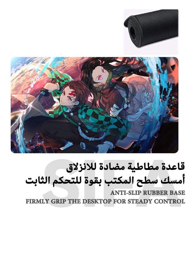 Generic - Anime Demon Slayer Collection Mouse Pad, Non-Slip Mousepad, Anime Mouse Pad, Gaming Mouse Pad, Large Mouse Pad, Extended Keyboard Mousepad with Non-Slip Base and Stitched Edge, 400mm×900mm - Image 1