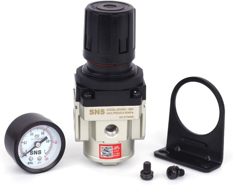 Sns AR3000-N02 Female Thread 1/4 NPT Air Pressure Regulator 0-150 PSI Adjustable,Bracket,Gauge - Image 2