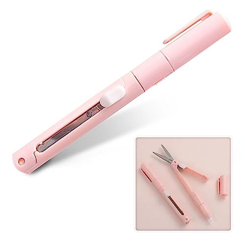Karomouj KMA496 2 in 1 Pen Cutter Mini Folding Scissor With Foldable Scissors DIY Ceramic Blade Pen Art Cutting Tool for School, college, Office, Project (Multicolor - Pack of 1) - Image 1