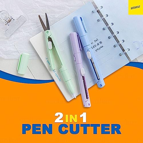 Karomouj KMA496 2 in 1 Pen Cutter Mini Folding Scissor With Foldable Scissors DIY Ceramic Blade Pen Art Cutting Tool for School, college, Office, Project (Multicolor - Pack of 1) - Image 2