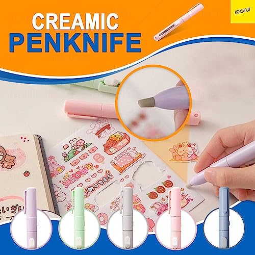 Karomouj KMA496 2 in 1 Pen Cutter Mini Folding Scissor With Foldable Scissors DIY Ceramic Blade Pen Art Cutting Tool for School, college, Office, Project (Multicolor - Pack of 1) - Image 4