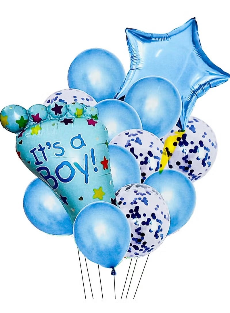 MARKQ Baby Boy Balloon Set [5 Pieces] Aluminum Foil Baby Shower Decorations for Boy, It is a Boy Balloons for Birthday Party Decoration Gender Reveal Supplies