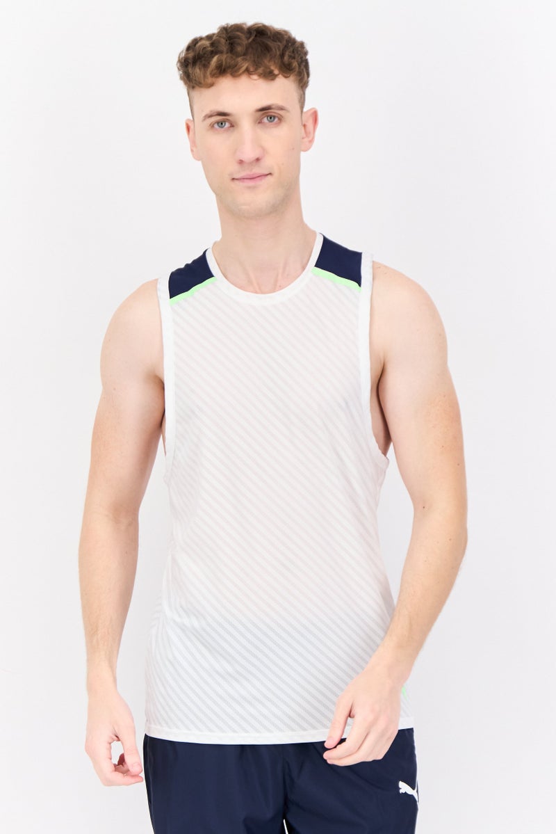 PUMA تي شيرت تدريب للرجال بلياقة بدنية بشعار العلامة التجارية ، أبيض - Image 1