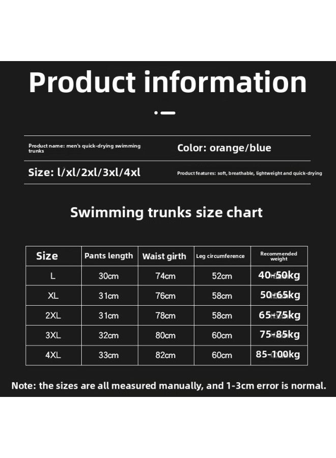 Swimwear Men's Professional Anti-embarrassment Plus Size Loose Double-layer Swimming Trunks Sun-proof Hot Spring Full Body Men's Suit-Color:Orange Bear Swimsuit + Swimming Trunks + Swimming Goggles Nose Clip + Earplugs-