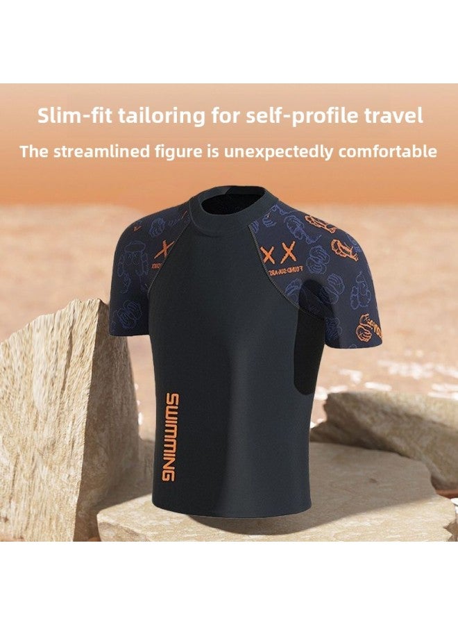 Swimwear Men's Professional Anti-embarrassment Plus Size Loose Double-layer Swimming Trunks Sun-proof Hot Spring Full Body Men's Suit-Color:Orange Bear Swimsuit + Swimming Trunks + Swimming Goggles Nose Clip + Earplugs-