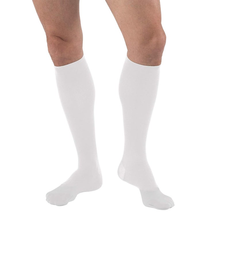 JOBST Knee High Compression Socks for Men, 15-20 mmHg, Closed Toe, Large, White - Image 1