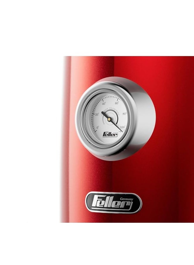 Feller Germany, Retro Style 1.7L Kettle with Thermometer, 2200 W, Stainless Steel Body, STRIX Controller, Dry Boil & Automatic Switch-Off, Ek200, (Red) - Image 3