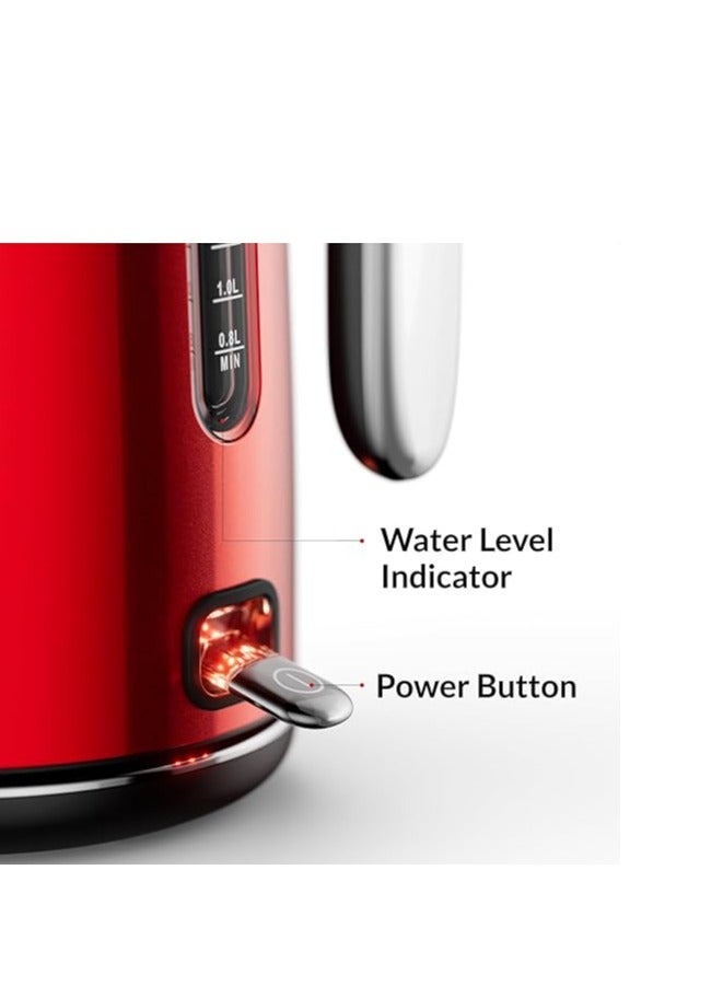 Feller Germany, Retro Style 1.7L Kettle with Thermometer, 2200 W, Stainless Steel Body, STRIX Controller, Dry Boil & Automatic Switch-Off, Ek200, (Red) - Image 4